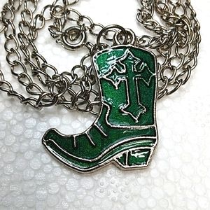 Enamel cowboy Boot necklace